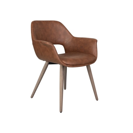 House of Sander Fenja spisebordstol cognac PU med træstel i NATUR